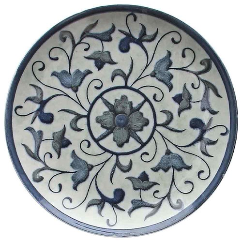 Assiette plate coupe bleue - assiette,
