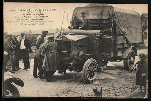 Carte postale camion voiture