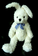 N1. DOUDOU PELUCHE YVES ROCHER CIAD LAPIN BLANC bleu blanc carreaux 32/41cm TTBE