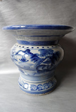 Sellette en grès décor bleu de cobalt Vietnam XXème