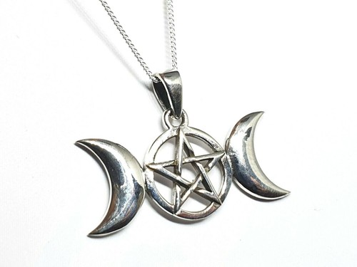 Pendentif pentacle triple lune - pendentif,