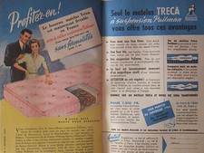 PUBLICITÉ DE PRESSE 1953 MATELAS TRECA A SUSPENSION PULLMAN - ADVERTISING