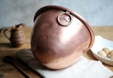 Large Antique Copper Omelette Bowl Mixing Bowl French Basin Cul de Poule MERET