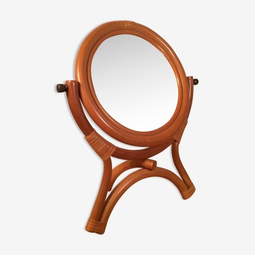 Miroir barbier rotin sur - , pied