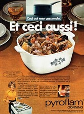 Publicité Advertising 0722  1970  Pyroflam corning   casserole poignée amovible