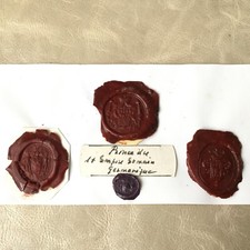 RARE 4 Cachets Anciens Cire