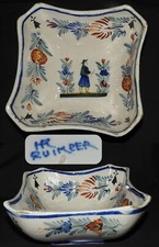 Faïence de QUIMPER HR (Henriot début XXè) : Saladier, Plat creux (décor breton)