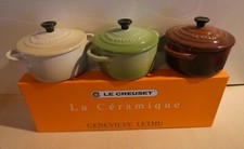 Le Creuset lot 3 mini-cocottes céramique émaillée  (20) comme neuves avec boite