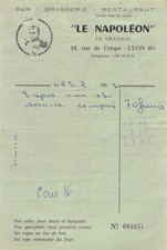 1967 BAR BRASSERIE RESTAURANT LE NAPOLEON A LYON  50-1305