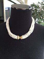 Superbe Collier Multi Rangs Perles Authentique Fermoir Poinçon Tbe