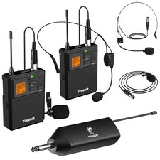 Micro sans Fil UHF avec Double Microphones Casqueà/Micro Cravate, Transmetteu...