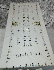 Nappe Rectangle Brodée faite Main Bonhommes Coton Fin Ref14 Soavani &Co