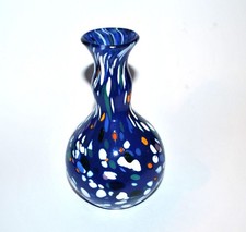 BIOT Vase en verre soufflé bullé bleu DESIGN 2000 signé "ARNOLD Biot 2001"