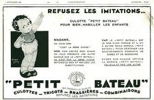 Publicité ancienne culottes Petit Bateau  1929 issue de magazine Béatrice Mallet