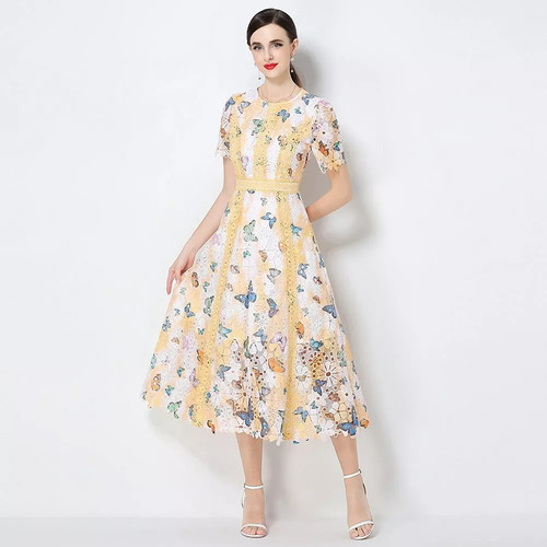 Robe midi cérémonie - cérémonie, jaune