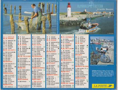 Calendrier almanach facteur - calendrier, du