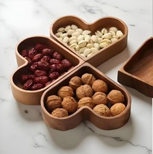 Plateaux à Snacks en Bois Faits Main en Forme de Cœur – Bols Rustiques Empilable