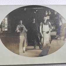 Carte Photo Fin XIXè 1900 Intérieur Bistrot Bar Comptoir Animé CPA