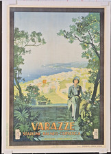 AFFICHE ANCIENNE RAFFONARA 1927 VARAZZE STAZZIONE BALNEO CLIMATICA ITALIA
