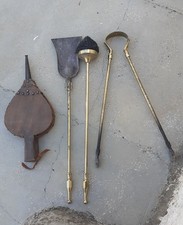Ensemble outils de cheminée acier soufflet pelle pince grattoir