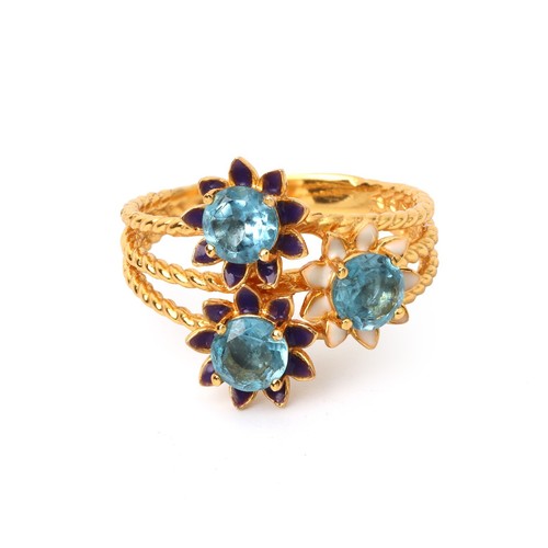 Bague cocktail topaze - , bleue