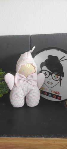 Doudou poupée chiffon noeud - poupée,