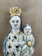 Ancienne statuette vierge 19eme faïence de Rennes