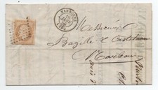 1859 LETTRE 10 c N°13 NARBONNE AUDE COR LOCALE SUR IMPRIME CHEMINS DE FER