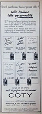 PUBLICITÉ DE PRESSE 1938 COTY VERTIGE ORIGAN CHYPRE AIMANT PARIS ÉMERAUDE