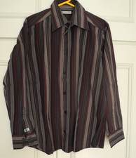 Chemise manches longues QUIKSILVER L rayures noir bordeaux gris marron