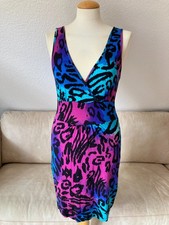 MELROSE Robe De Plage Femme Colorée Taille 34 Bleu Turquoise Violet Noir