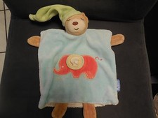 doudou marionnette ours bleu brodé éléphant rouge KALOO (2 dispo)