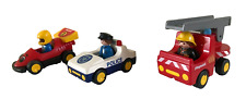 7⚜️ Trois Véhicules Playmobil 123 Police, Pompier, Voiture De Course Formule 1