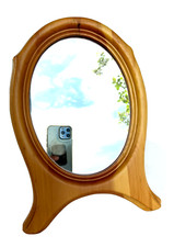 Miroir de table vintage à poser, cadre oval en bois