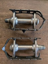 Paire de pédales vélo de course ancien vintage acier/aluminium ATOM600