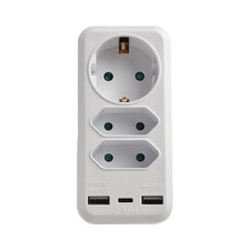 Répartiteur de prise Smart Design 6 en 1 avec deux options de charge USB
