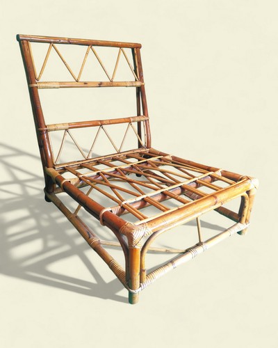 Low rattan settee - rattan,