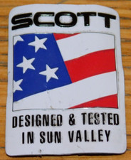PLAQUE VELO bike SCOTT designed tested in SUN VALLEY usa flag DRAPEAU AMERICAIN