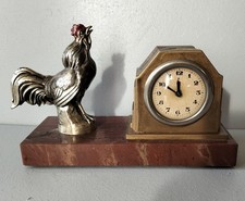 Ancienne pendule, Pendulette Art Déco, Avec Coq En Régule Fonctionne 