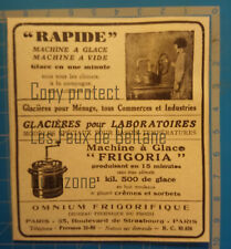FRIGORIA MACHINE A GLACE GLACIERE OMNIUM FRIGO  publicité 1930 advert print