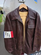Canadienne en gros cuir Marron de 1940 WW2 (FFI) force- Française- d' intérieure