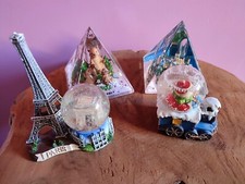 LOT X4 BOULES A NEIGE - Déco Souvenir Paris Noel , Mont Saint Michel , Marmotte