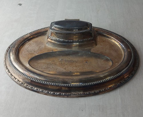 Ancien grand encrier métal - encrier, en