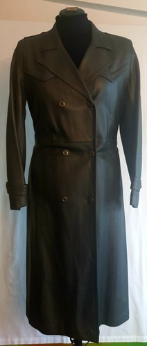 Trench long cuir noir - trench,