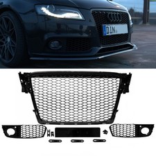 Grille calandre nid d'abeille noir + grille anti-brouillard seul. Audi A4 B8 08-