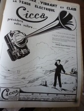 TENOR ELECTRIQUE CICCA par Pol ROGER publicité papier ILLUSTRATION 1926