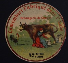 Etiquette boite de Camembert - Fromagerie de CHESLEY (Aube) - 
