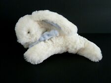 E7 DOUDOU ET COMPAGNIE LAPIN BONBON blanc bleu col nouette 19cm bille  ETAT NEUF