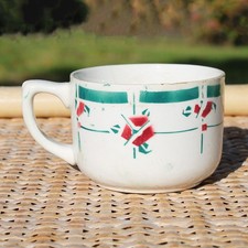 Ancienne tasse à café en faïence / modèle à fleurs art déco