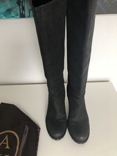 Bottes cavalières cuir gris noir Office 38 39 sac Ash heels pull on boots 5 6